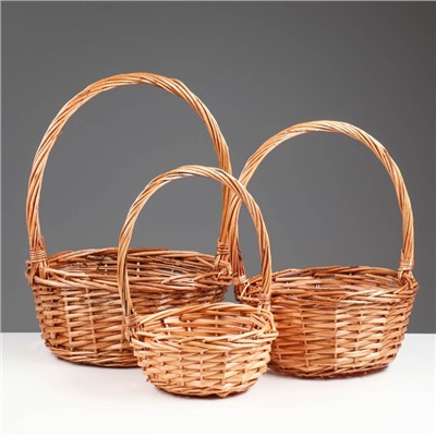 Корзина плетёная для хранения «Кли», ива, круглая, набор 3 шт.