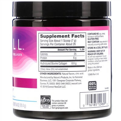 Neocell, Super Collagen, коллаген типа 1 и 3, французская ваниль, 181,4 г (6,4 унции)