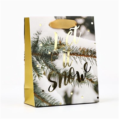 Пакет подарочный новогодний ламинированный «Зимний лес», S 5.5 см × 15 см × 12 см