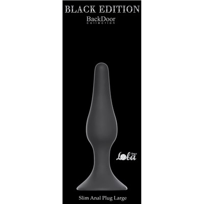 Чёрная анальная пробка Slim Anal Plug Large - 12,5 см.