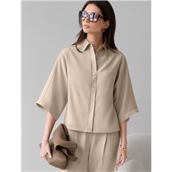 Блузка с широкими рукавами 3/4 из плотного лиоцелла