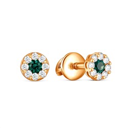 Серьги-пусеты из золочёного серебра с фианитами п6-981-1з233