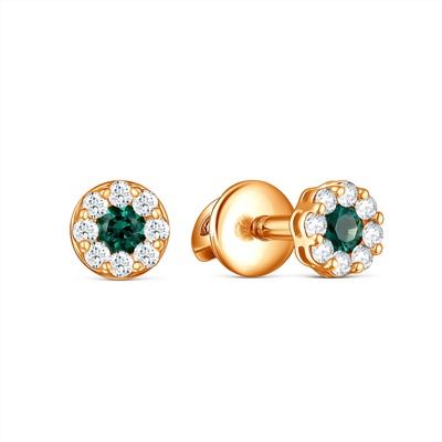 Серьги-пусеты из золочёного серебра с фианитами п6-981-1з233