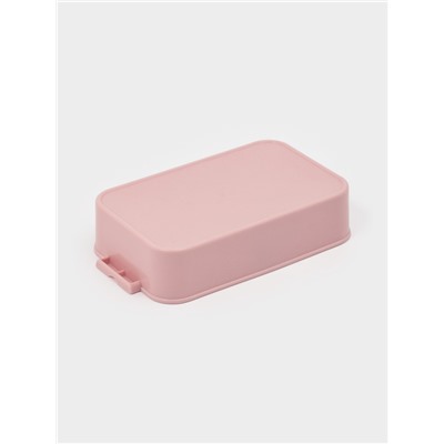 Набор посуды с собой Доляна, 4 предмета: бутылка 500 мл, ланч-бокс 20×17×5.5 см, вилка, ложка, пластик, розовый