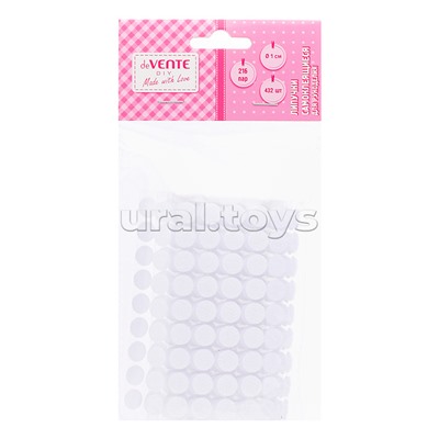 Липучки самоклеящиеся для рукоделия "DIY" диаметр 1 см, 432 шт, 216 пар в пластиковом пакете