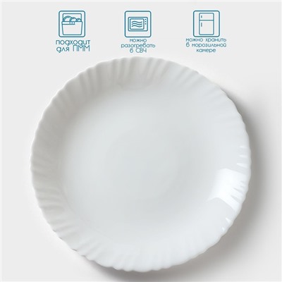 Тарелки Avvir «Дива», d=23 см, набор 6 шт., стеклокерамика, белые