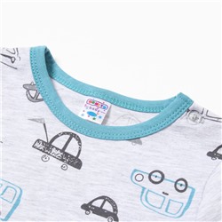 Футболка детская, цвет серый/машинки, рост 80