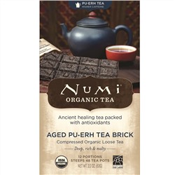 Numi Tea, Органический чай, чай пуэр, выдержанный пуэр, брикет чая пуэр, 2,2 унц. (63 г)