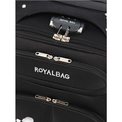 Чемодан на колёсах Royalbag маленький 46 л (S), на молнии, с увеличением, кодовый замок, 4 колеса, чёрный