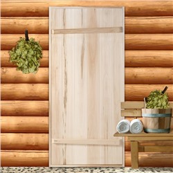 Дверь для бани и сауны, коробка 170×80 см, деревянная, на клиньях, массив, «Добропаровъ»