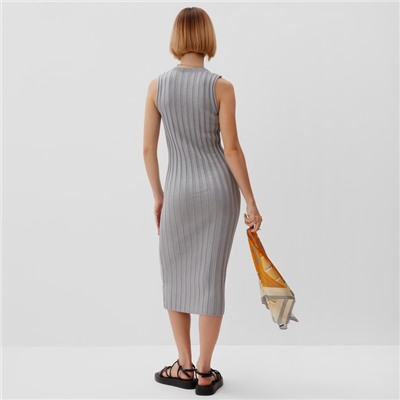 Платье вязаное миди женское MINAKU: Knitwear collection, серое, размер 48