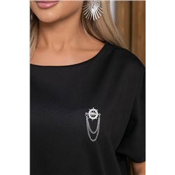 Платье Кайла (черное/брошь) П13181-10М