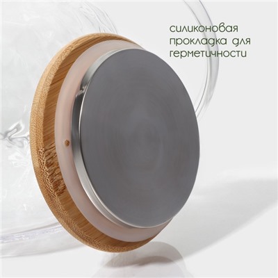 Заварочный чайник BellaTenero «Круиз», 1 л, 16×10×12 см, бамбуковая крышка, металлический фильтр, стекло