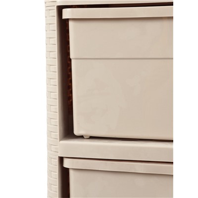 УЦЕНКА Комод 4-х секционный 37.5×36×83 см «Плетенка», цвет слоновая кость