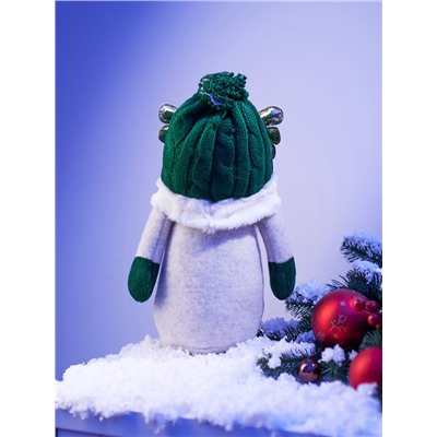 Фигура текстиль «Гном лосяш в зелёном» 33×12×18 см, 1 LED, от батареек AG10×3, свечение тёплое белое