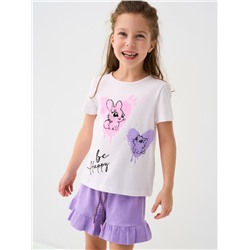 Комплект трикотажный для девочек: фуфайка (футболка), шорты