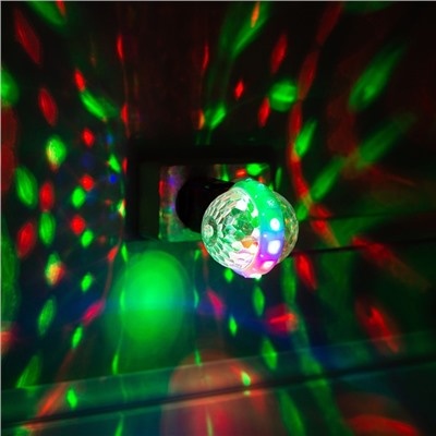 Ночник проектор «Двойной диско-шар» 7 см, 5 В, свечение RGB
