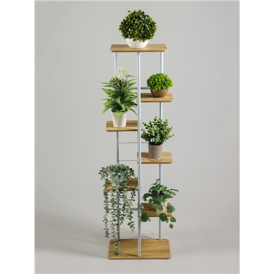 Подставка для цветов Greengo, 7 полок, 36×23×120 см, напольная, каркас металл, полки МДФ, белая