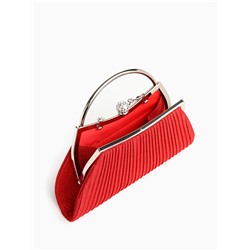 Сумка-клатч женская вечерняя на фермуаре, с металлической ручкой, красная