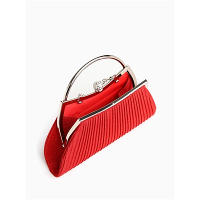 Сумка-клатч женская вечерняя на фермуаре, с металлической ручкой, красная