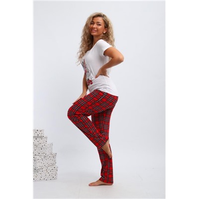 Пижама женская П154 новый год (Красный,белый)