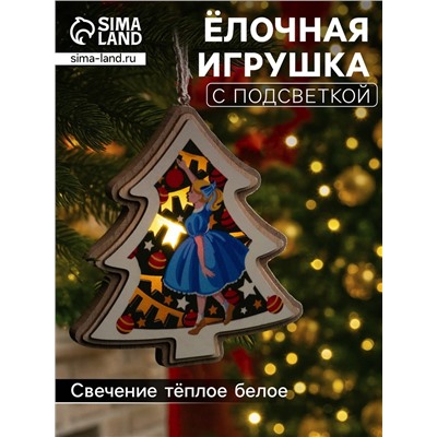 Подвеска световая «Девочка с игрушками», 11×12 см, от батареек LR41×3, свечение тёплое белое