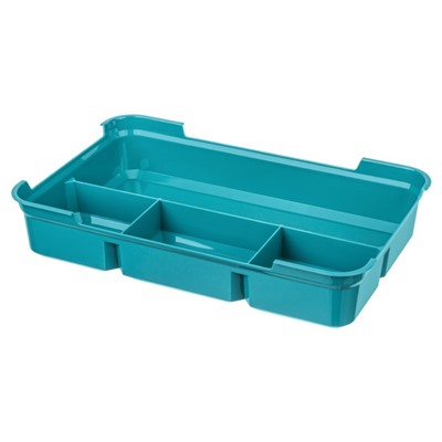 Ящик для хранения универсальный GRAND BOX, 6.65 л, голубой, с замками и вставкой - органайзером