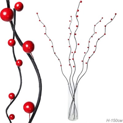 Сухоцвет набор 5 штук 150 см шарики красные / 88-2 / 140361