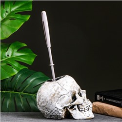 Ёршик для унитаза с подставкой «Череп», пластиковая ручка, 16×15×22 см, белый