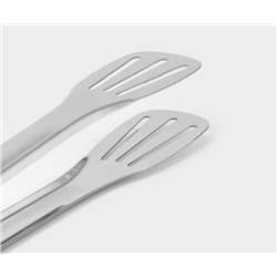 Щипцы кухонные «Лопатка», 201 сталь, 24 см, цвет серебристый