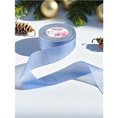 Лента парчовая, 40 мм, 23±1 м, синяя №037