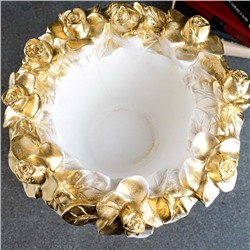 Вазон для цветов «Кубок», 1.8 л, 45×35 см, гипс, белый, золотистый