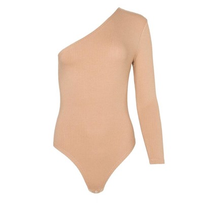 Боди женское MIST на одно плечо, размер 46, бежевое