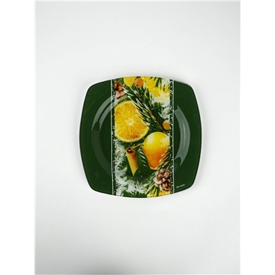 Тарелка плоская новогодняя «Апельсины», 20×20 см