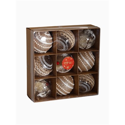 Набор новогодних шаров «Орсон», d=8 см, 9 шт. пластик, грация