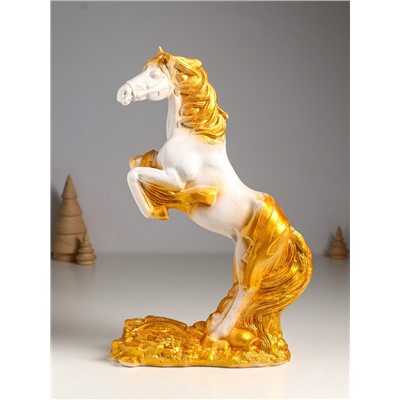 УЦЕНКА Фигура "Победоносный конь" 34х22х9 см, белый с золотом