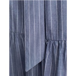 Платье в полоску А-силуэта с поясом из легкого хлопкового поплина