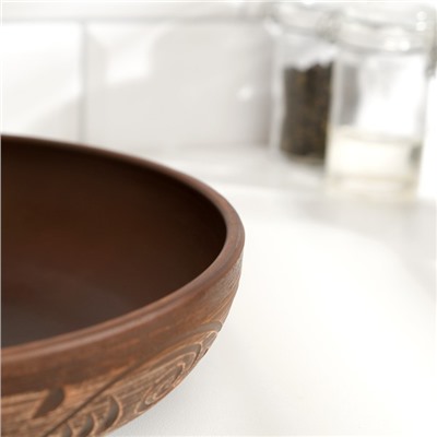 Салатник «Орнамент», 1 л, 5×21 см, красная глина