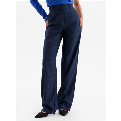 Брюки женские в клетку MINAKU: Classic, синие, размер 48