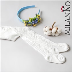 Детские хлопковые колготки  "косичка" БЕЛЫЕ MilanKo IN-001