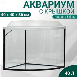 Аквариум «Сектор» угловой с крышкой, 40 л, 40×40×36/41.5 см, беленый дуб