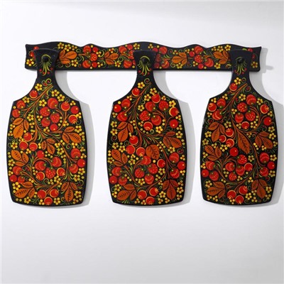 Набор разделочных досок с держателем «Хохлома», 3 шт., 48×33×1 см, дерево