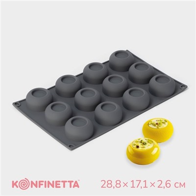 Форма для выпечки и муссовых десертов KONFINETTA «Фолд», силикон, 28.8×17.1×2.6 см, 12 ячеек (4.2×2.5 см), серая