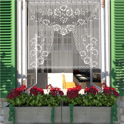 Тюль на кухню без шторной ленты, 110×120 см, цвет белый, 100% полиэстер