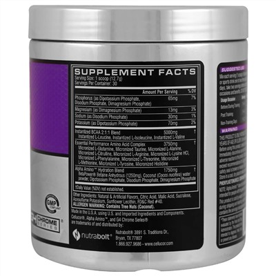 Cellucor, Alpha Amino, аминокислоты с разветвленной цепью для эффективности тренировок, арбуз, 13,4 унции (381 г)