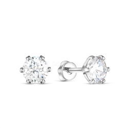 Серьги-пусеты из серебра с фианитами родированные 925 пробы 12-0023