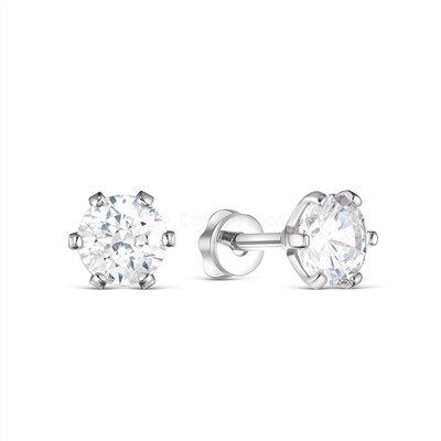 Серьги-пусеты из серебра с фианитами родированные 925 пробы 12-0023