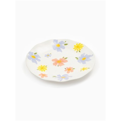 Тарелка плоская «Цветы», d=21.5 см, керамика