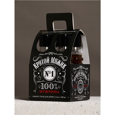 Гель для душа «Крутой мужик», набор 4 шт. × 100 мл, Чистое счастье