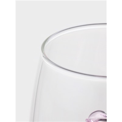 Кружка «Розочка», 320 мл, 9×12.5×9 см, с фигуркой, стекло, прозрачная, розовая